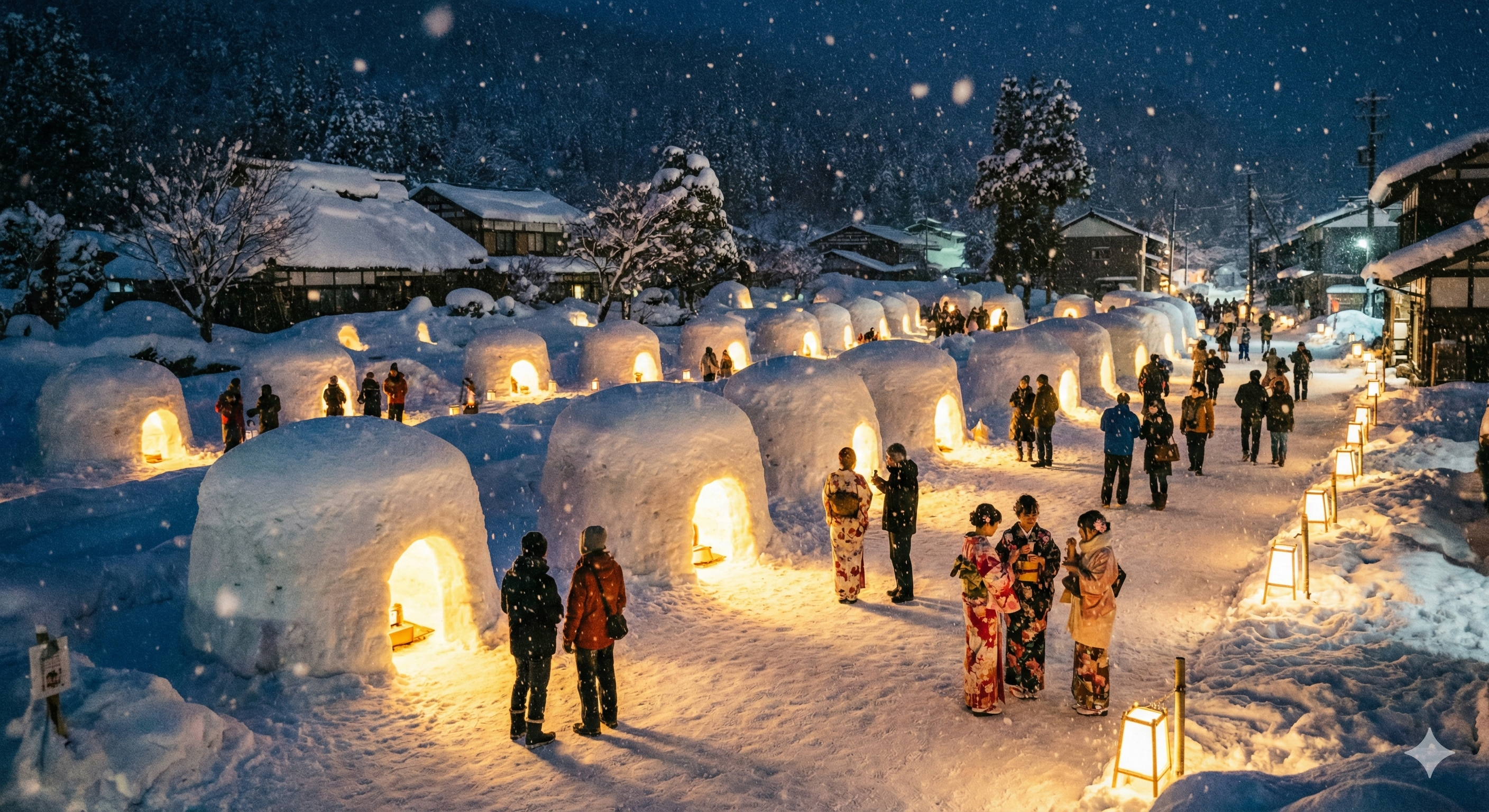 Onsen sous la neige en hiver