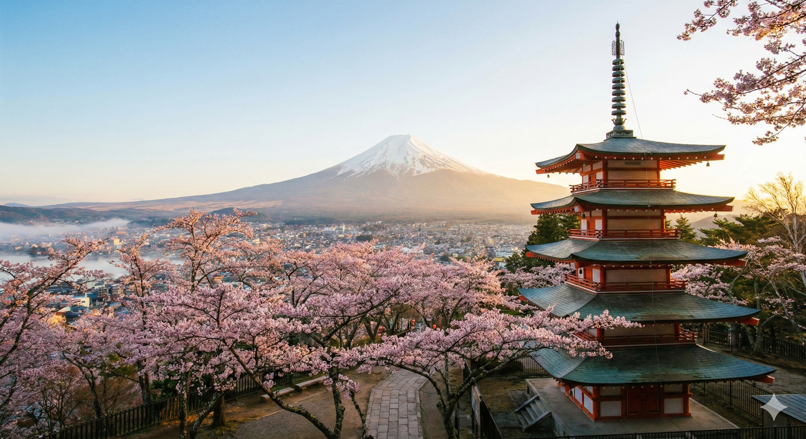 Mont Fuji et cerisiers en fleurs